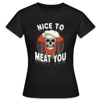 Fleischschneider Metzger Horror Skelett Gore - Frauen T-Shirt - Schwarz - Vorne - AI Model Female 172 dark (172cm)