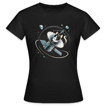 Chat, Astronaute, Astronomie, Système Solaire Externe - T-shirt Femme - noir - Devant - AI Model Female 172 dark (172cm)