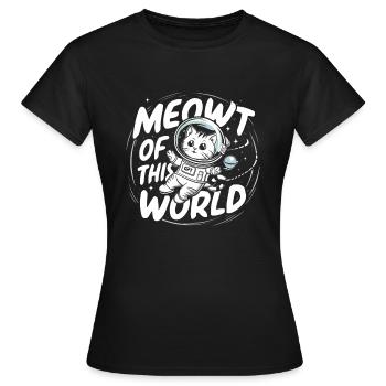 Chat, Astronaute, Astronomie, Système Solaire Externe - T-shirt Femme - noir - Devant - AI Model Female 172 dark (172cm)