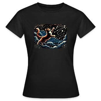 Chat, Astronaute, Astronomie, Système Solaire Externe - T-shirt Femme - noir - Devant - AI Model Female 172 dark (172cm)