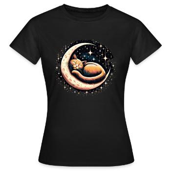 Chat, Astronaute, Astronomie, Système Solaire Externe - T-shirt Femme - noir - Devant - AI Model Female 172 dark (172cm)