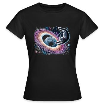 Chat, Astronaute, Astronomie, Système Solaire Externe - T-shirt Femme - noir - Devant - AI Model Female 172 dark (172cm)