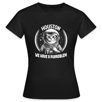 Chat, Astronaute, Astronomie, Système Solaire Externe - T-shirt Femme - noir - Devant - AI Model Female 172 dark (172cm)