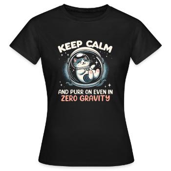 Chat, Astronaute, Astronomie, Système Solaire Externe - T-shirt Femme - noir - Devant - AI Model Female 172 dark (172cm)
