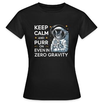 Chat, Astronaute, Astronomie, Système Solaire Externe - T-shirt Femme - noir - Devant - AI Model Female 172 dark (172cm)