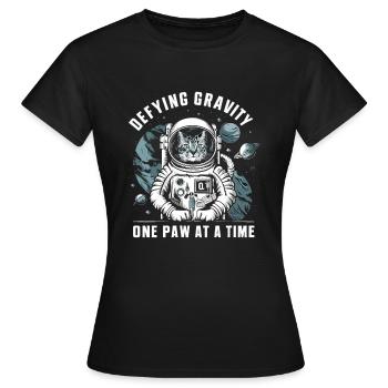 Chat, Astronaute, Astronomie, Système Solaire Externe - T-shirt Femme - noir - Devant - AI Model Female 172 dark (172cm)
