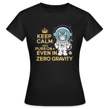 Chat, Astronaute, Astronomie, Système Solaire Externe - T-shirt Femme - noir - Devant - AI Model Female 172 dark (172cm)