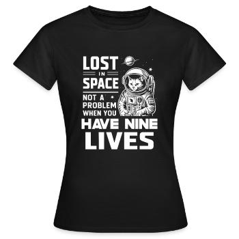Chat, Astronaute, Astronomie, Système Solaire Externe - T-shirt Femme - noir - Devant - AI Model Female 172 dark (172cm)