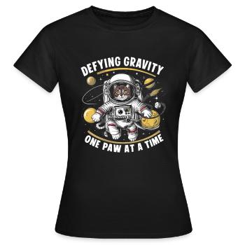 Chat, Astronaute, Astronomie, Système Solaire Externe - T-shirt Femme - noir - Devant - AI Model Female 172 dark (172cm)