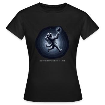 Chat, Astronaute, Astronomie, Système Solaire Externe - T-shirt Femme - noir - Devant - AI Model Female 172 dark (172cm)