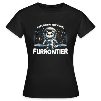 Chat, Astronaute, Astronomie, Système Solaire Externe - T-shirt Femme - noir - Devant - AI Model Female 172 dark (172cm)