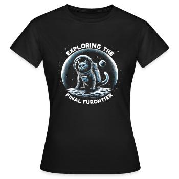 Chat, Astronaute, Astronomie, Système Solaire Externe - T-shirt Femme - noir - Devant - AI Model Female 172 dark (172cm)