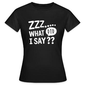 Parler dans le sommeil, Somniloquie, Parler dans le sommeil - T-shirt Femme - noir - Devant - AI Model Female 172 dark (172cm)