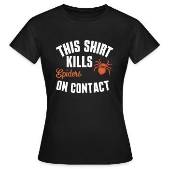 Sensibilisation à l’arachnophobie drôle, phobie des araignées - T-shirt Femme - noir - Devant - AI Model Female 172 dark (172cm)