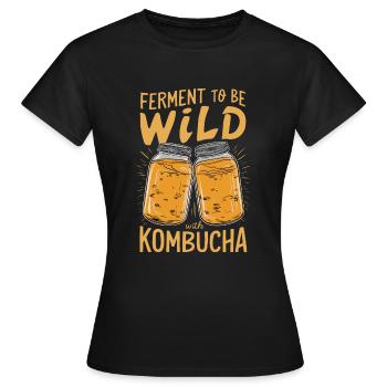Benefits of Kombucha for Brewer Maker Tea Lover - Women's T-Shirt - black - Front - AI Model Female 172 dark (172cm)