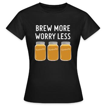 Benefits of Kombucha for Brewer Maker Tea Lover - Women's T-Shirt - black - Front - AI Model Female 172 dark (172cm)