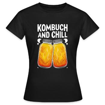 Benefits of Kombucha for Brewer Maker Tea Lover - Women's T-Shirt - black - Front - AI Model Female 172 dark (172cm)