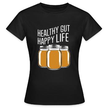 Benefits of Kombucha for Brewer Maker Tea Lover - Women's T-Shirt - black - Front - AI Model Female 172 dark (172cm)