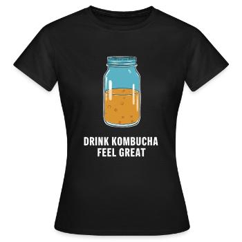 Benefits of Kombucha for Brewer Maker Tea Lover - Women's T-Shirt - black - Front - AI Model Female 172 dark (172cm)