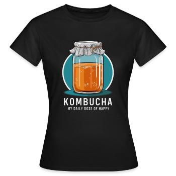 Benefits of Kombucha for Brewer Maker Tea Lover - Women's T-Shirt - black - Front - AI Model Female 172 dark (172cm)