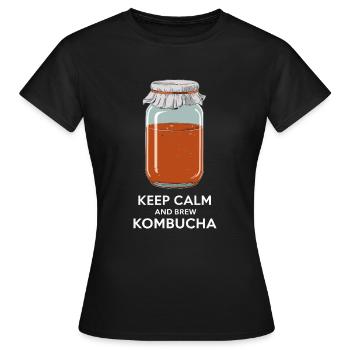 Benefits of Kombucha for Brewer Maker Tea Lover - Women's T-Shirt - black - Front - AI Model Female 172 dark (172cm)