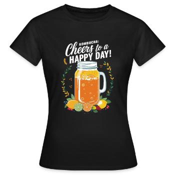 Benefits of Kombucha for Brewer Maker Tea Lover - Women's T-Shirt - black - Front - AI Model Female 172 dark (172cm)