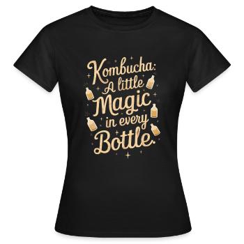 Benefits of Kombucha for Brewer Maker Tea Lover - Women's T-Shirt - black - Front - AI Model Female 172 dark (172cm)