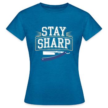 Vibrations de salon de coiffure et coupes de cheveux classiques pour - T-shirt Femme - bleu saphir antique chiné - Devant - AI Model Female 172 dark (172cm)