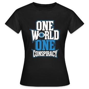 Conspiration mondiale du Nouvel Ordre Mondial - T-shirt Femme - noir - Devant - AI Model Female 172 dark (172cm)