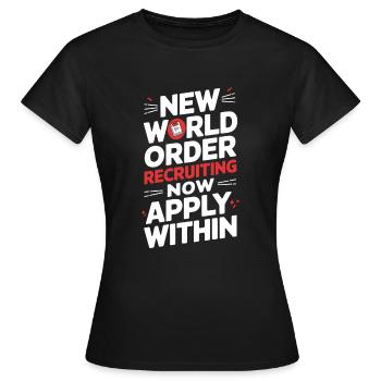 Conspiration mondiale du Nouvel Ordre Mondial - T-shirt Femme - noir - Devant - AI Model Female 172 dark (172cm)