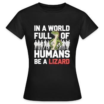 Lézard Peuple Reptile Conspiration Et Secret - T-shirt Femme - noir - Devant - AI Model Female 172 dark (172cm)