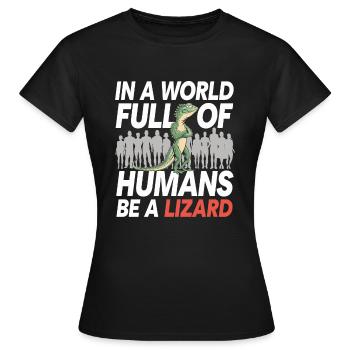 Lézard Peuple Reptile Conspiration Et Secret - T-shirt Femme - noir - Devant - AI Model Female 172 dark (172cm)