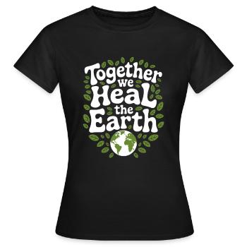 Optimisme climatique, Jour de la Terre, Durabilité - T-shirt Femme - noir - Devant - AI Model Female 172 dark (172cm)
