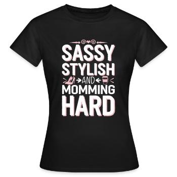 „cool Mom“, Lustige, Zuordenbare Elternschaft Und - Frauen T-Shirt - Schwarz - Vorne - AI Model Female 172 dark (172cm)