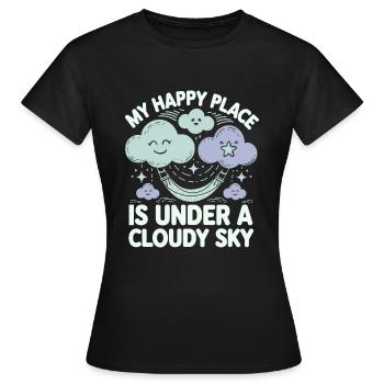 Cloudy view, Relaxing sky, Dreamy - Women's T-Shirt - black - Front - AI Model Female 172 dark (172cm)