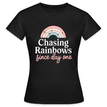 Whimsical Weather Patterns, Whimsical Clouds, Funny - Women's T-Shirt - black - Front - AI Model Female 172 dark (172cm)