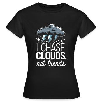 Whimsical Weather Patterns, Whimsical Clouds, Funny - Women's T-Shirt - black - Front - AI Model Female 172 dark (172cm)