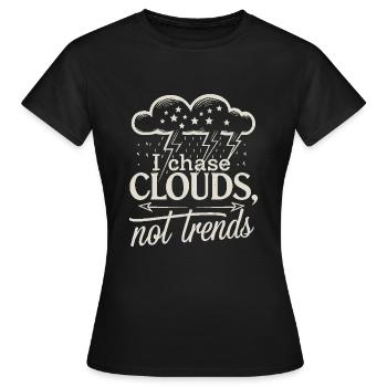 Whimsical Weather Patterns, Whimsical Clouds, Funny - Women's T-Shirt - black - Front - AI Model Female 172 dark (172cm)