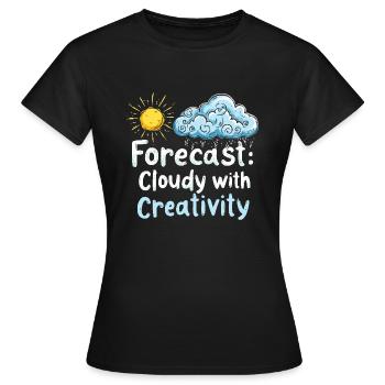 Whimsical Weather Patterns, Whimsical Clouds, Funny - Women's T-Shirt - black - Front - AI Model Female 172 dark (172cm)