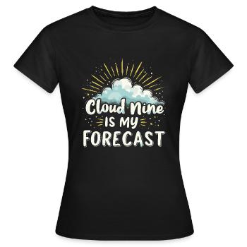 Whimsical Weather Patterns, Whimsical Clouds, Funny - Women's T-Shirt - black - Front - AI Model Female 172 dark (172cm)