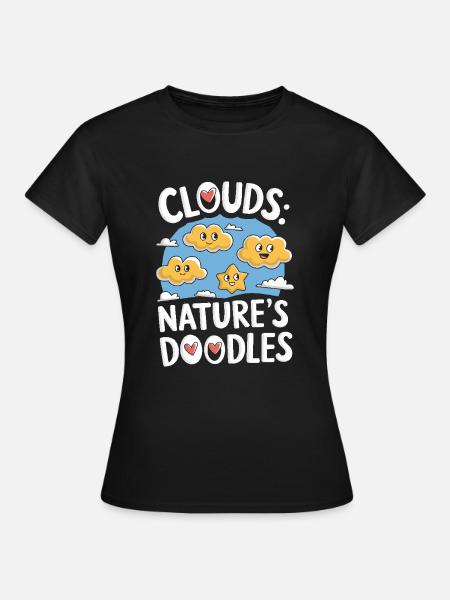 Wolkenblick, Entspannender Himmel, Verträumte - Frauen T-Shirt - Schwarz