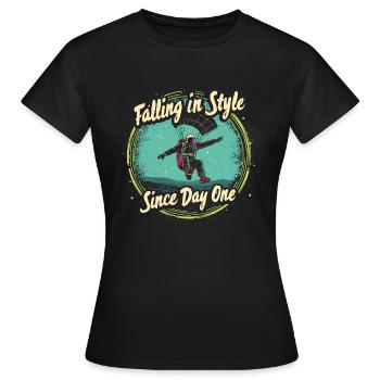 Parachutisme Débutants Aventure Nerfs - T-shirt Femme - noir - Devant - AI Model Female 172 dark (172cm)