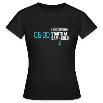 Douches froides Dureté mentale Exposition au froid - T-shirt Femme - noir - Devant - AI Model Female 172 dark (172cm)