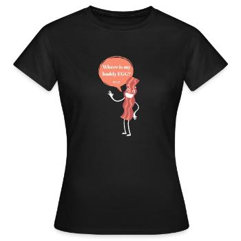 Bacon / EGG / Design / Bacon Tripes - T-shirt Femme - noir - Devant - AI Model Female 172 dark (172cm)