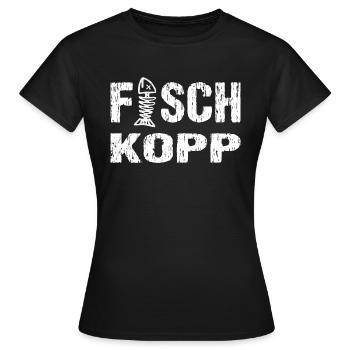Fischkopp mit Fischgräte - Frauen T-Shirt - Schwarz - Vorne - AI Model Female 172 dark (172cm)