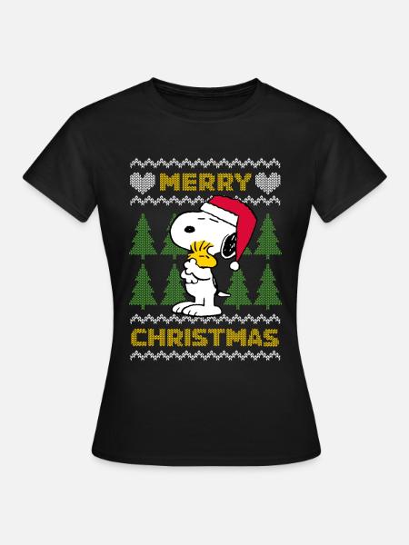 Peanuts Snoopy Kerstmis Ugly Christmas - Dame-T-shirt - sort