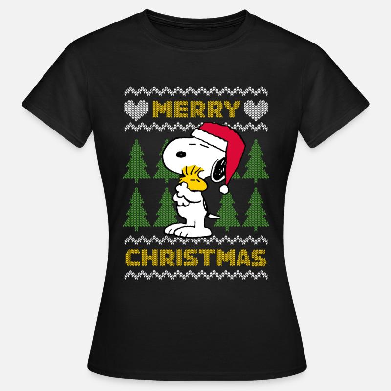 Peanuts Snoopy Pull Moche Noël - T-shirt Femme - noir