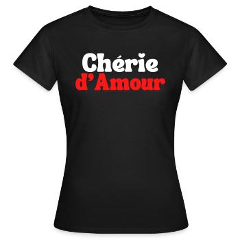 Cadeau Femme Chérie d'amour Saint valentin - T-shirt Femme - noir - Devant - AI Model Female 172 dark (172cm)
