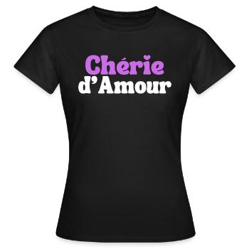 Chérie d'amour Cadeau Femme Saint Valentin - T-shirt Femme - noir - Devant - AI Model Female 172 dark (172cm)