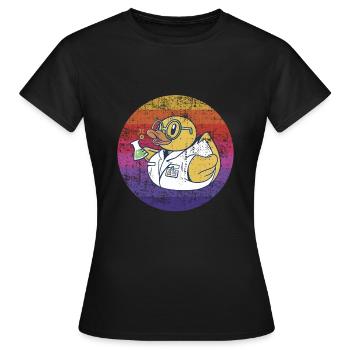 Bain Canard Scientifique Rétro - T-shirt Femme - noir - Devant - AI Model Female 172 dark (172cm)